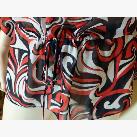 Dressy Semi-Sheer Tunic Drawstring Waist 3X Chaps - Picture 2 of 5